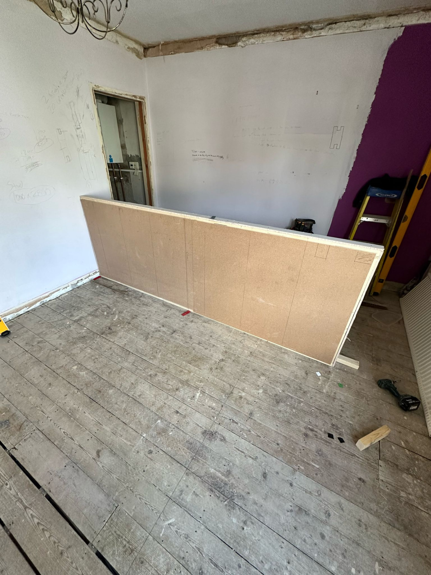 MDF headboard wall built and set out on site