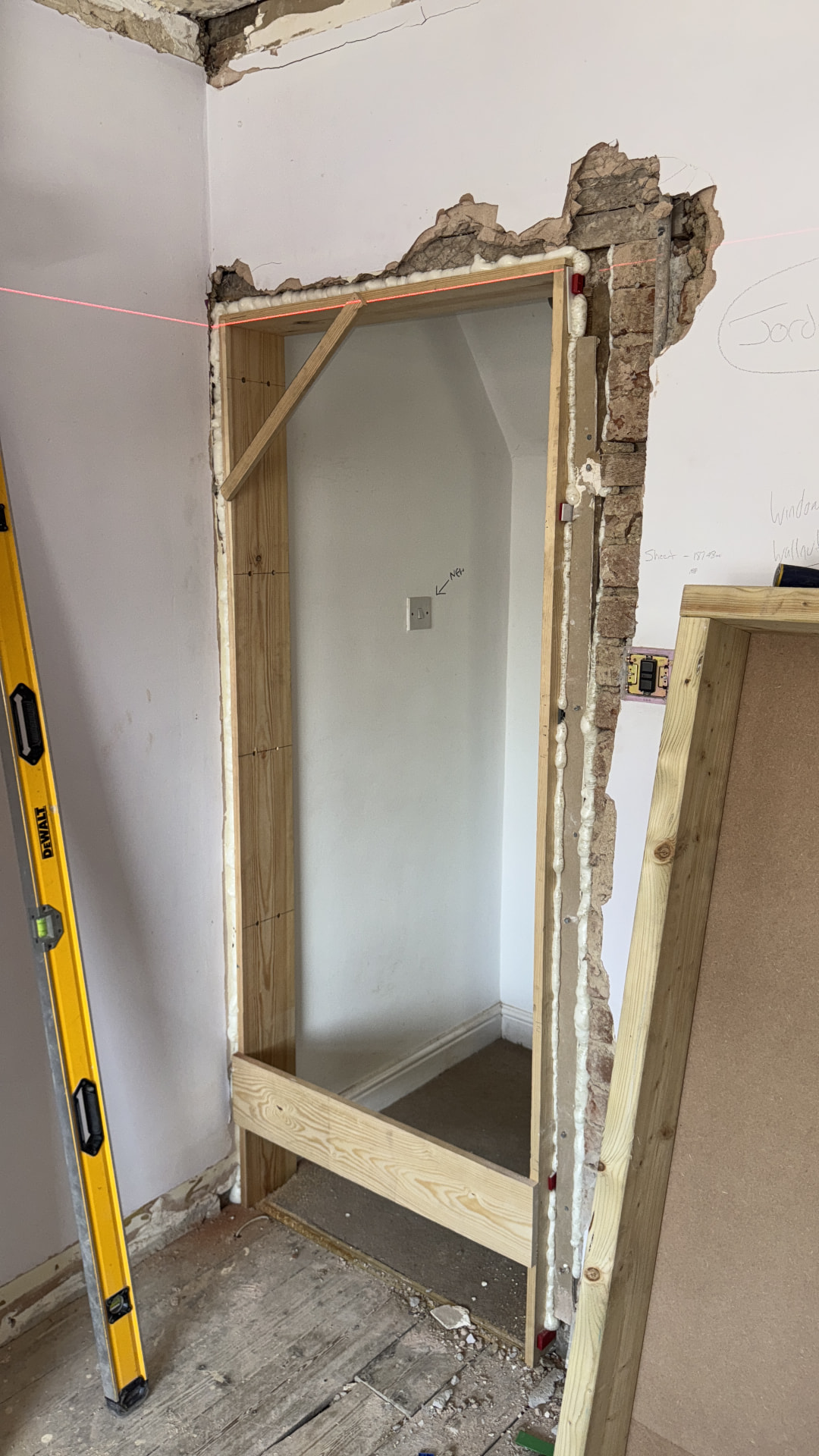 New door frame formed for the relocated store room access